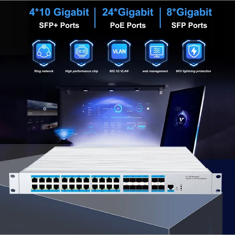 สวิตช์จัดการอุตสาหกรรมแบบ PoE  - Sfp+ 10G Managed Switch 8 Port บทวิจารณ์และราคา